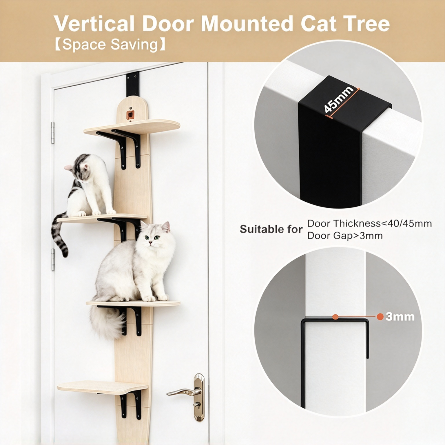 Over-the-Door Cat Tree – 4-Tier Hanging Cat Shelf
