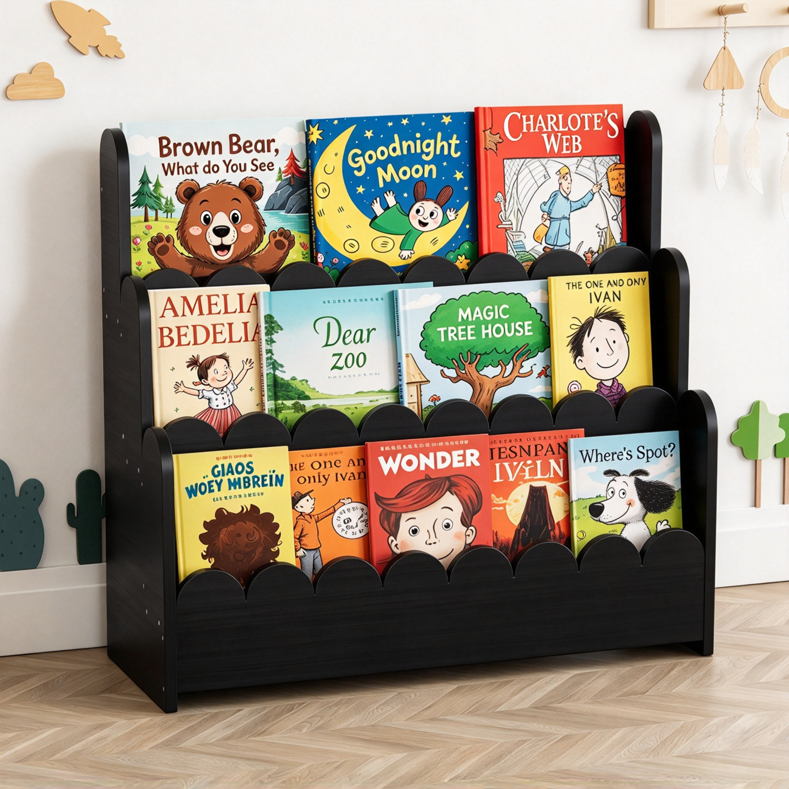 Montessori Bookshelf – 3-Tier Front-Facing Display for Toddlers
