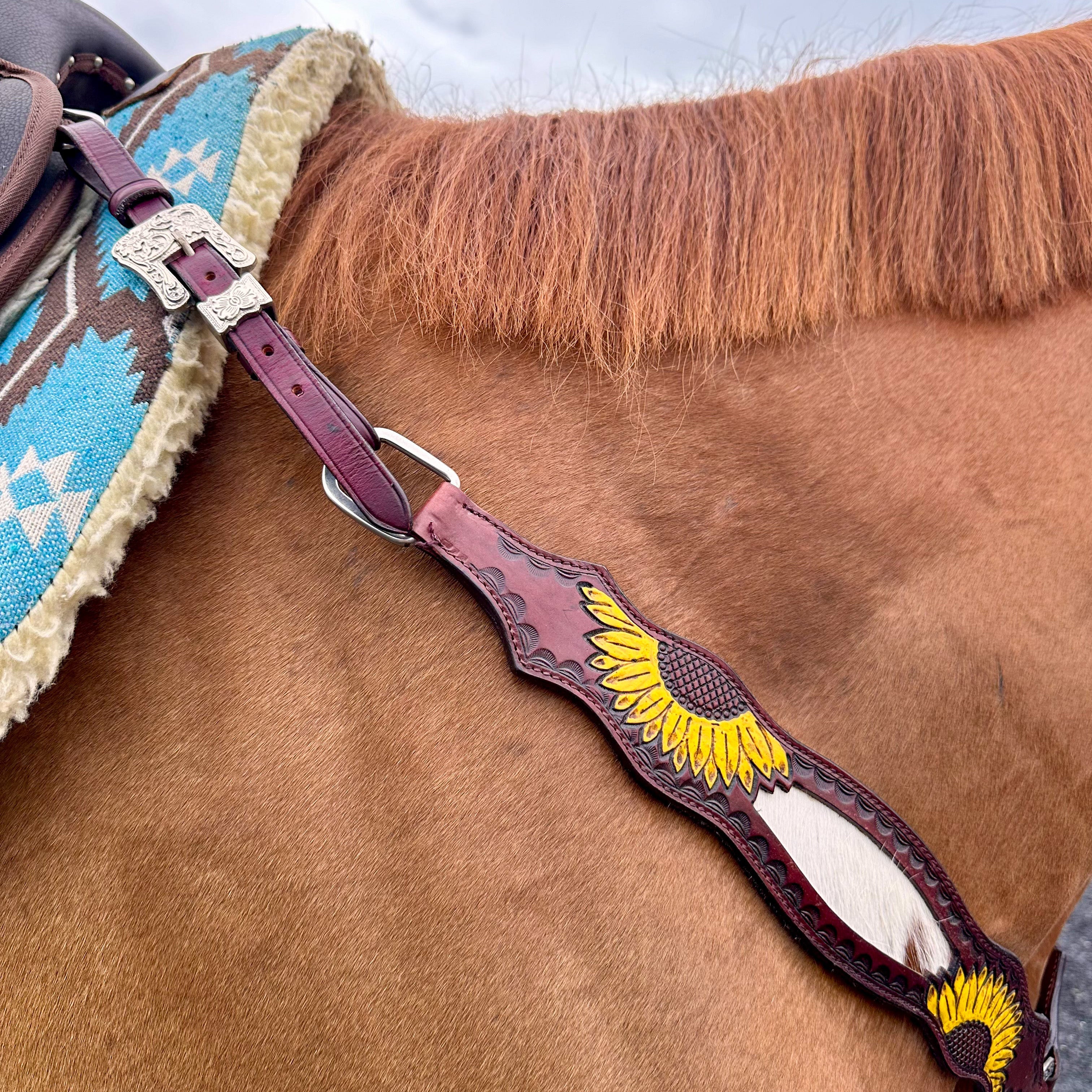 Sunflower Halter & Chest Strap Set – Premium Leather Horse Tack