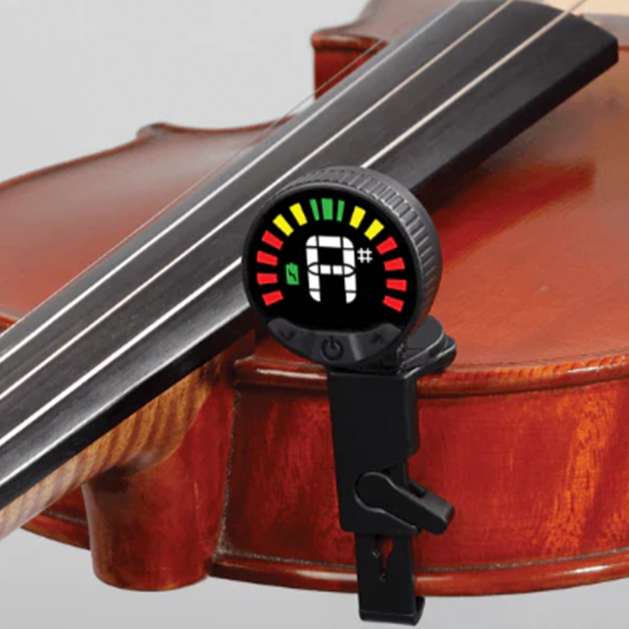 Portable rechargeable violin tuner in stainless steel