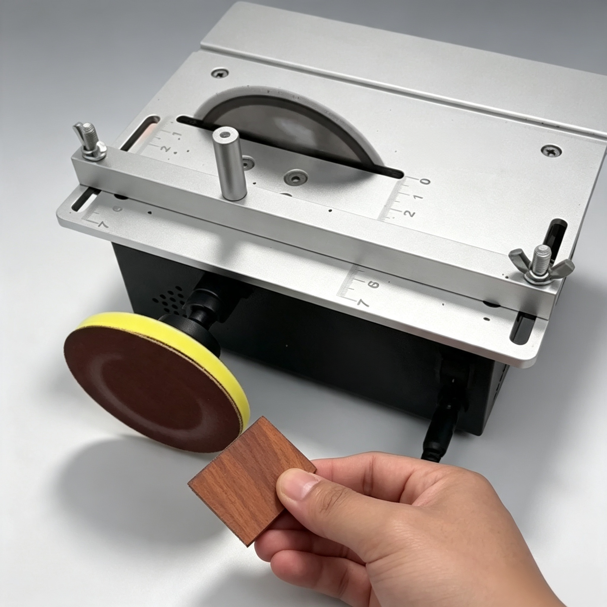 Mini Table Saw – 4-in-1 Cuts, Sands, Drills & Carves, Portable Desktop Workshop