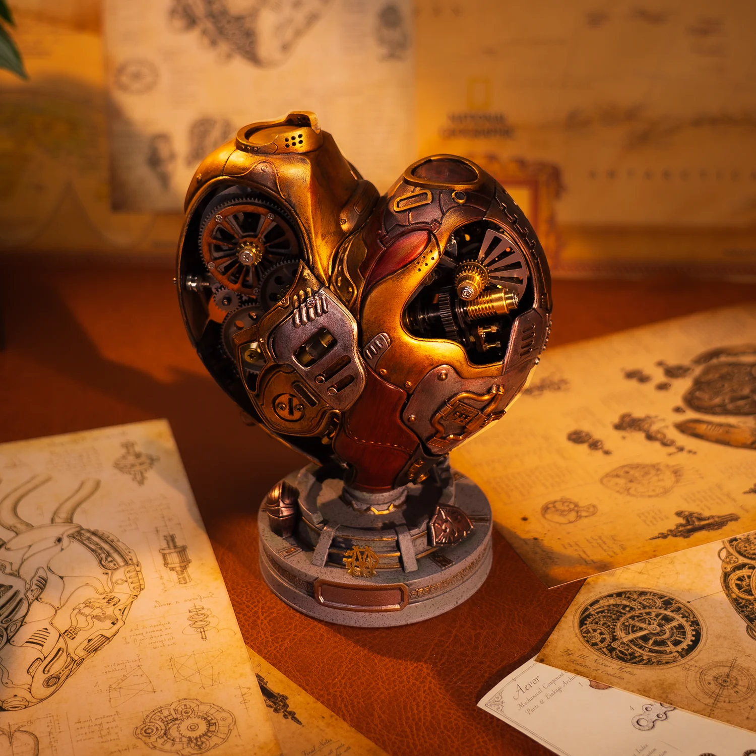 Detailed mechanical sculpture close view