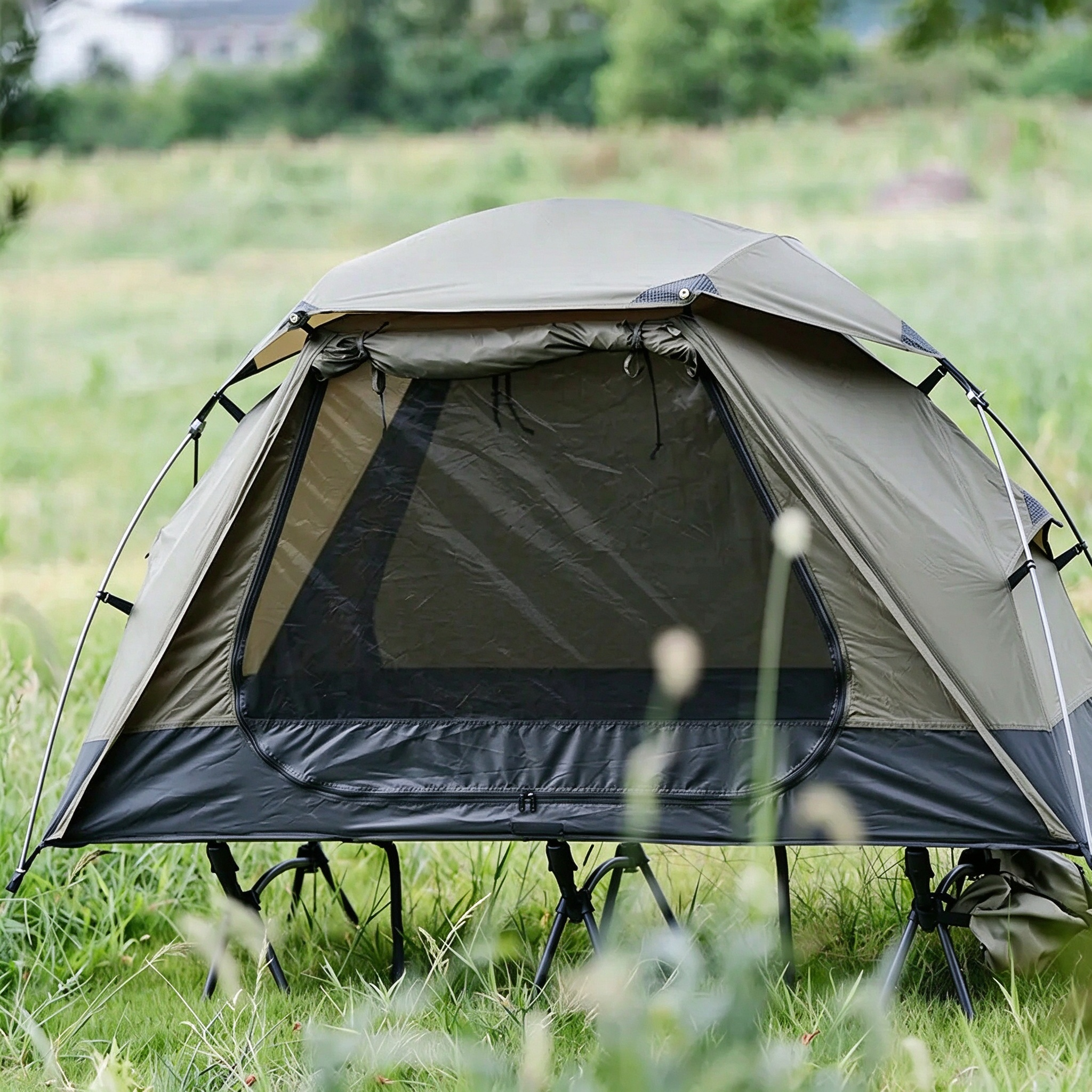 Ultralight Single Tent Cot – Off-Ground Design, 5-Min Setup, 150kg Capacity