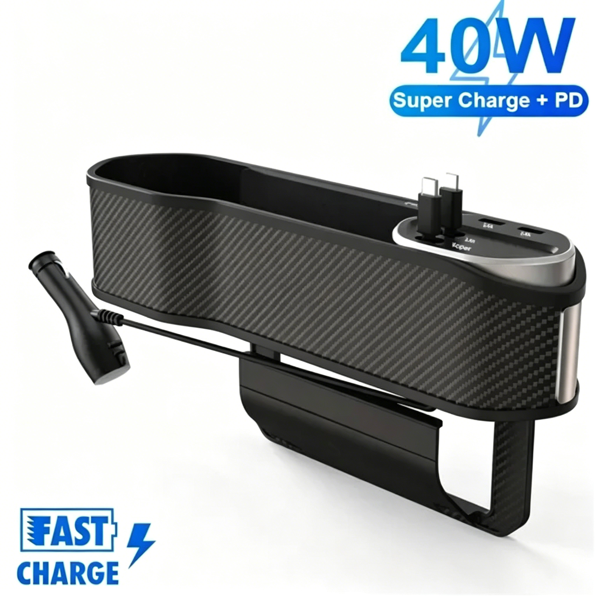 Car Seat Gap Organizer with Wireless Charger – iPhone & Android Compatible