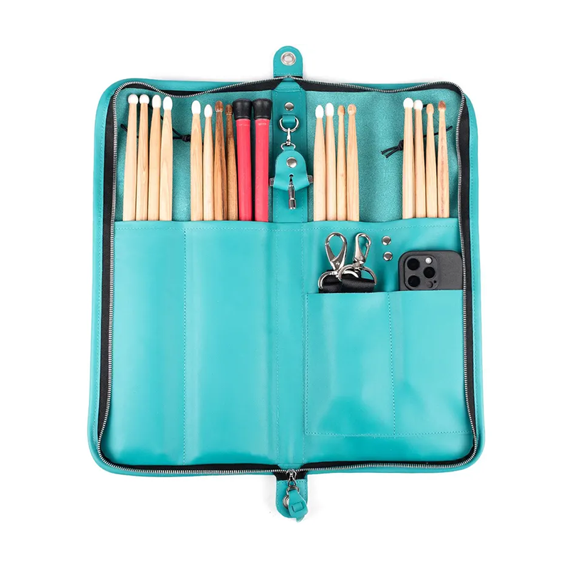 Handmade leather drumstick bag with keychain