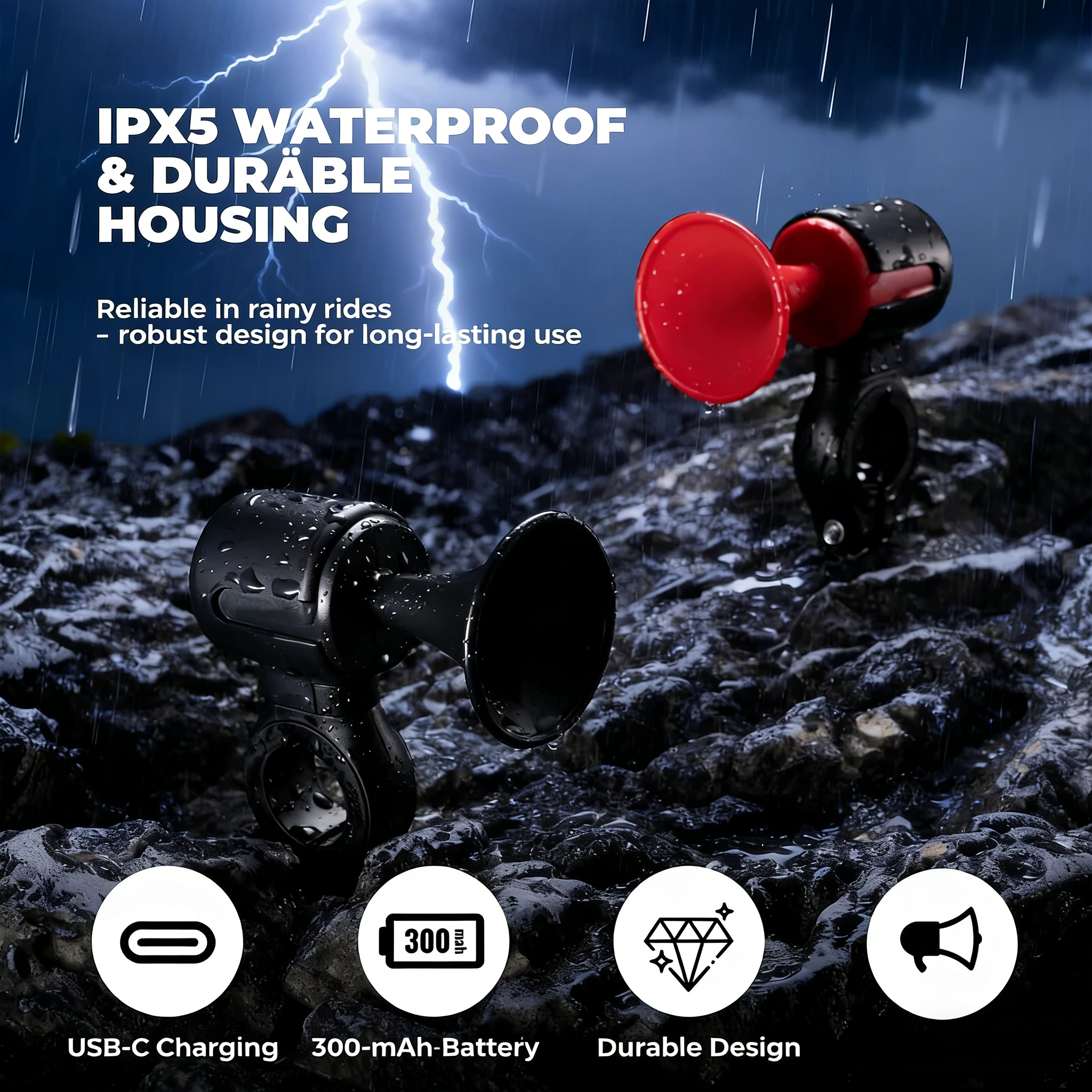 Electric Bike Bell – 120dB Volume, IPX5 Waterproof, Smartphone Tracking