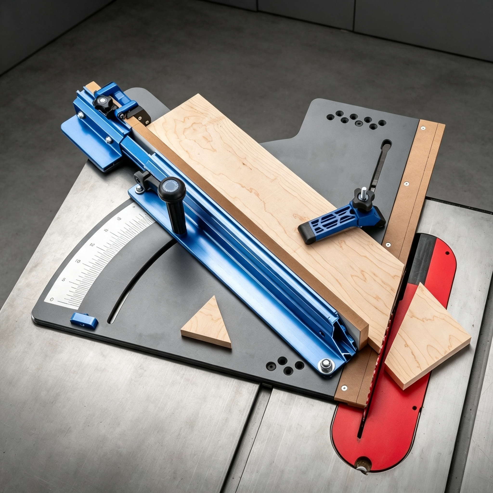 Table Saw Crosscut Sled – 38.25″ Telescoping Fence, Phenolic Base, Micro-Adjust Flip Stop