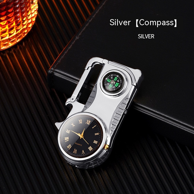 3-in-1 Outdoor Torch Lighter – Multi-Functional Survival Gear With Watch & Compass