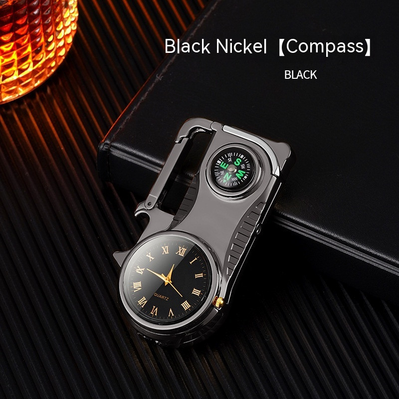 3-in-1 Outdoor Torch Lighter – Multi-Functional Survival Gear With Watch & Compass