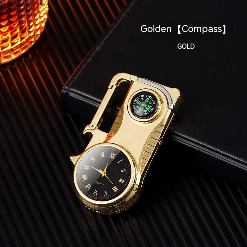 3-in-1 Outdoor Torch Lighter – Multi-Functional Survival Gear With Watch & Compass