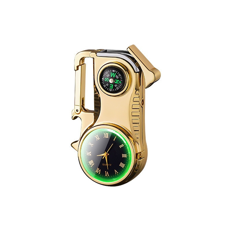 3-in-1 Outdoor Torch Lighter – Multi-Functional Survival Gear With Watch & Compass