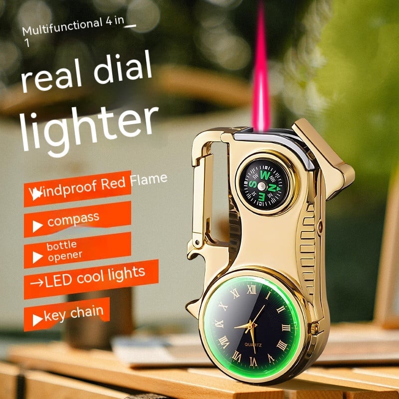 3-in-1 Outdoor Torch Lighter – Multi-Functional Survival Gear With Watch & Compass