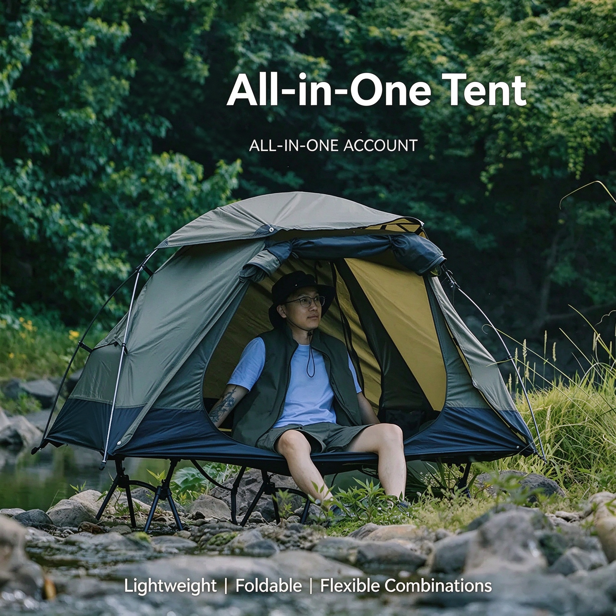 Ultralight Single Tent Cot – Off-Ground Design, 5-Min Setup, 150kg Capacity