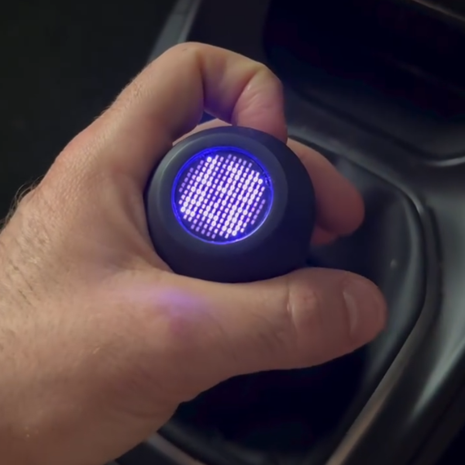 Gear shift knob with purple LED light
