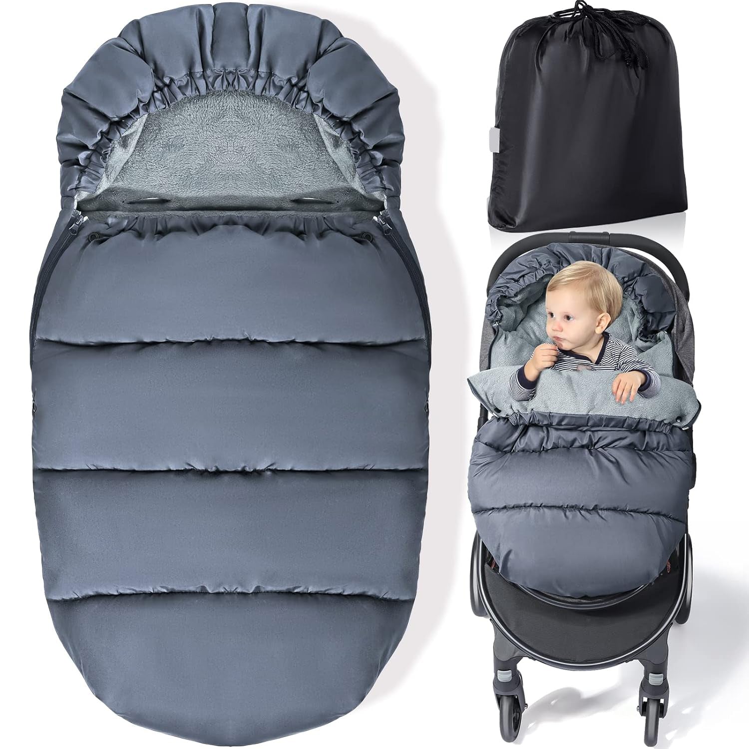 Winter Stroller Sleeping Bag – Waterproof & Windproof Fleece Footmuff