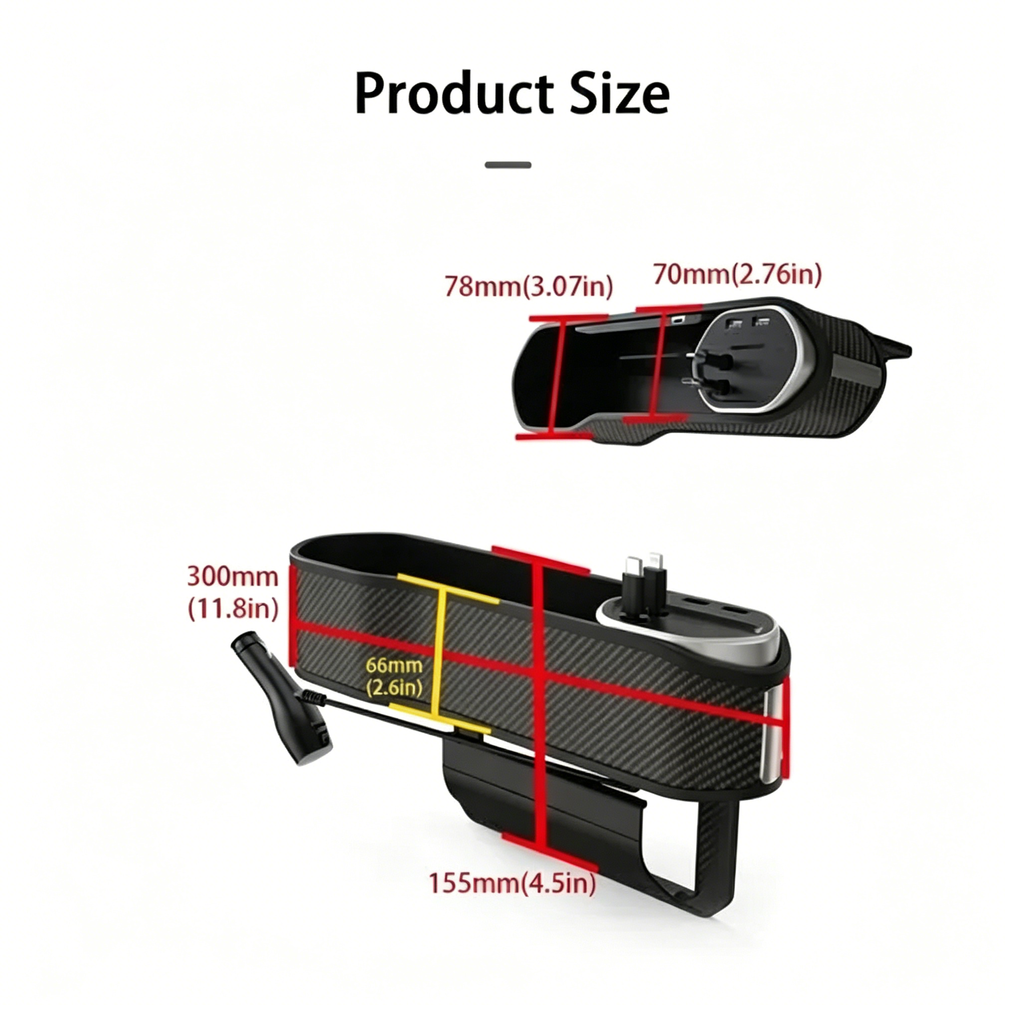 Car Seat Gap Organizer with Wireless Charger – iPhone & Android Compatible