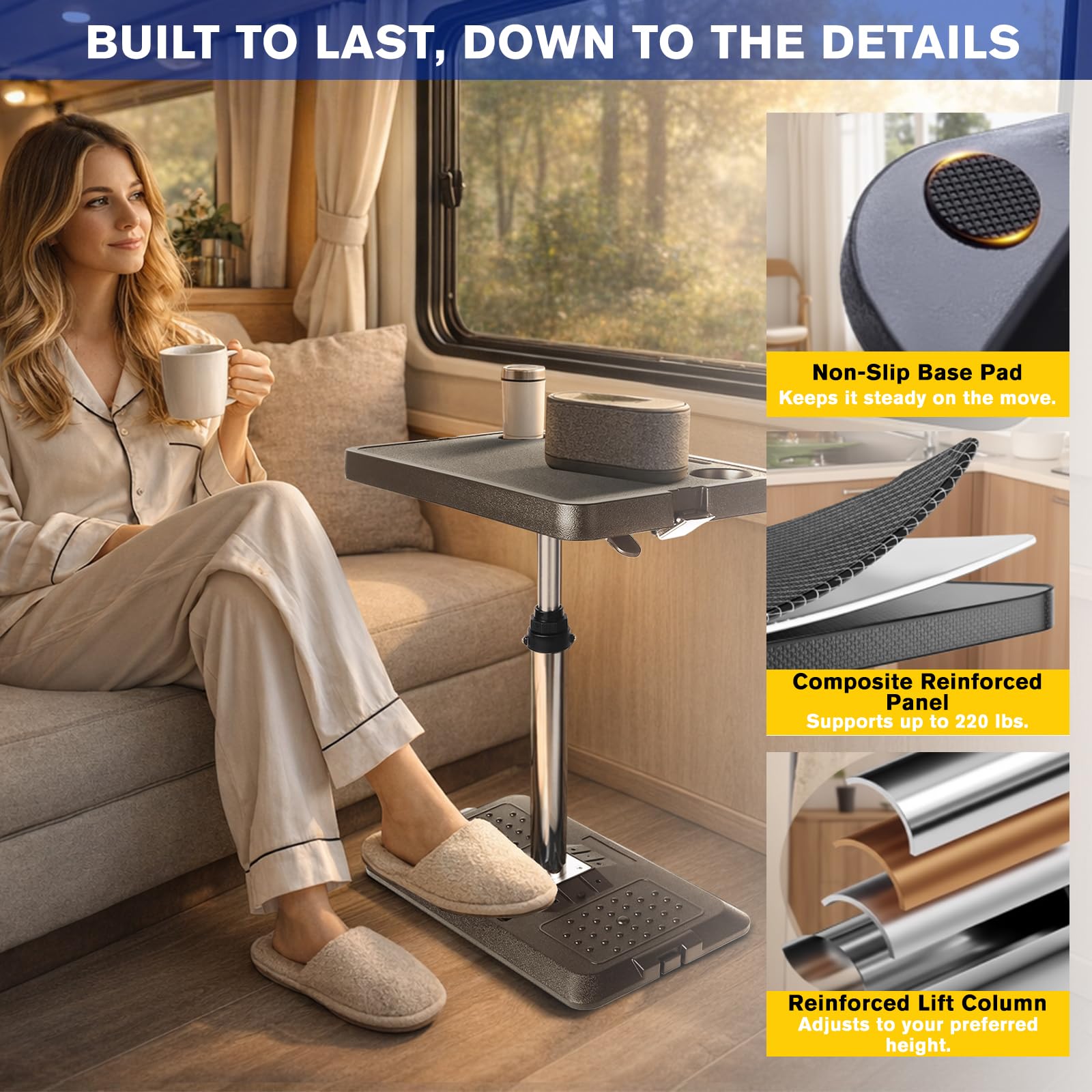 Adjustable Car Seat Tray Table – 360° Rotating, Fits 99% of Vehicles, Foldable