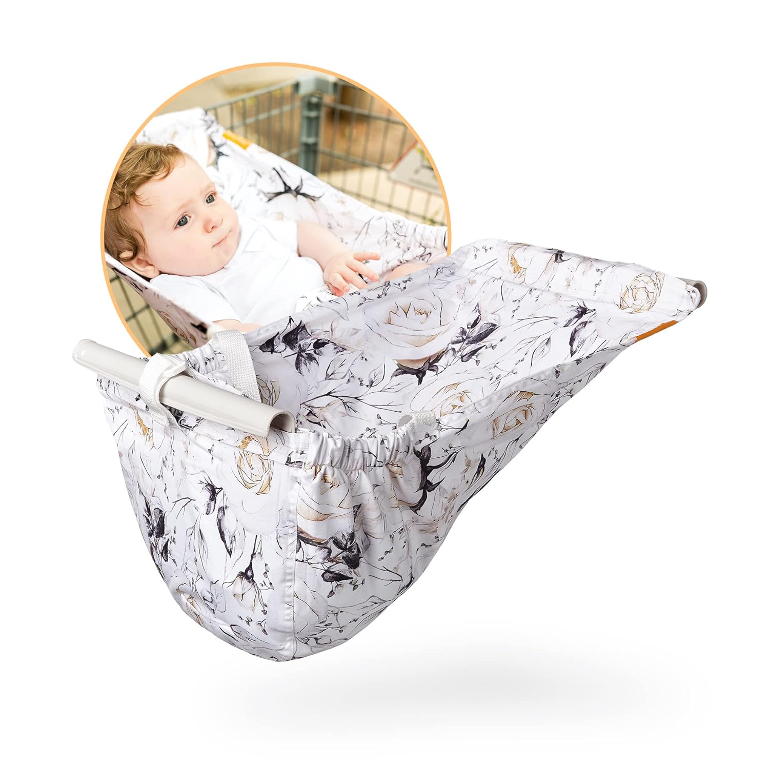 Baby Shopping Cart Hammock - Baby Seat for Shopping Carts, Securely Holds Car Seats, Fits Most 4-Wheeled Carts (20-24 Inches Wide)