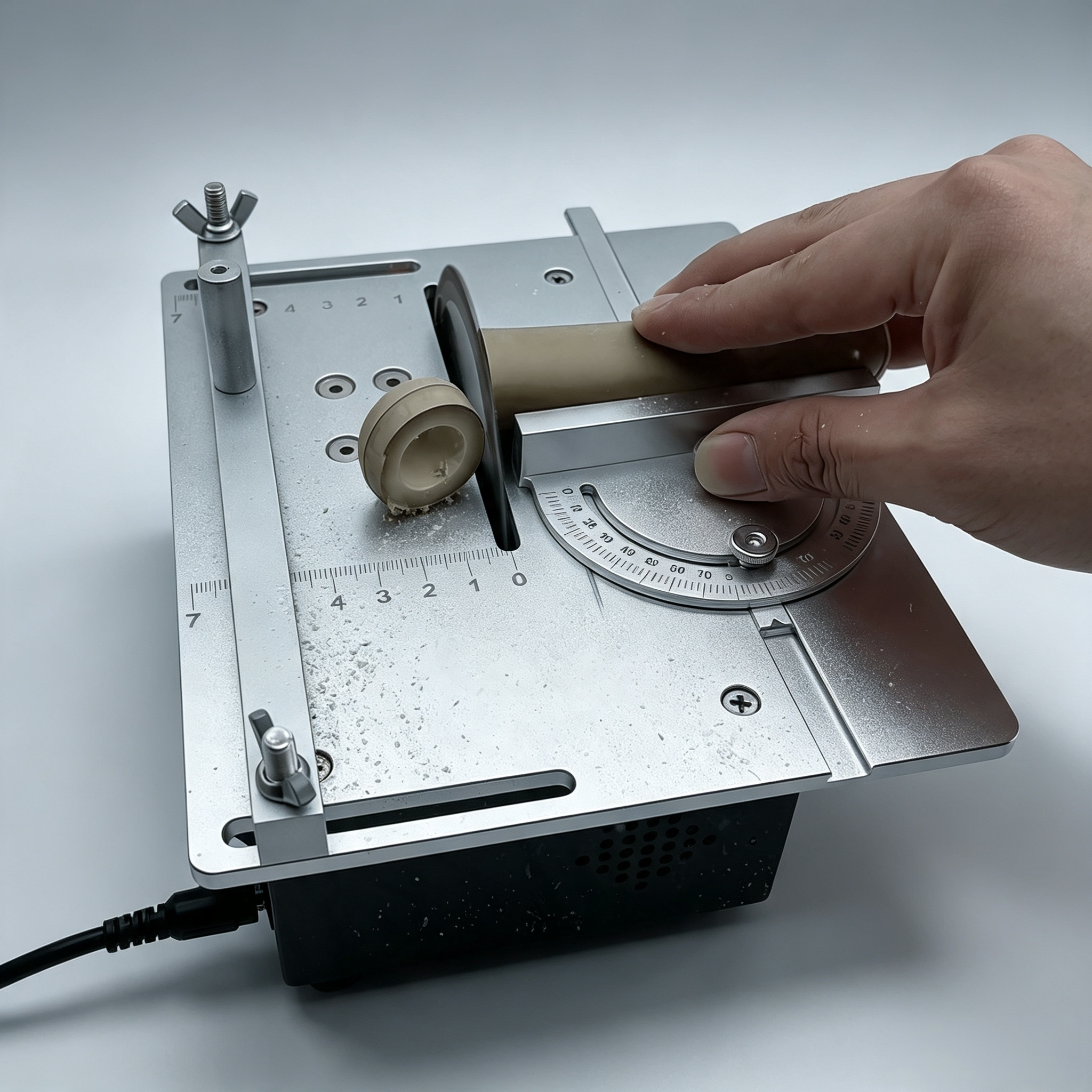 Mini Table Saw – 4-in-1 Cuts, Sands, Drills & Carves, Portable Desktop Workshop