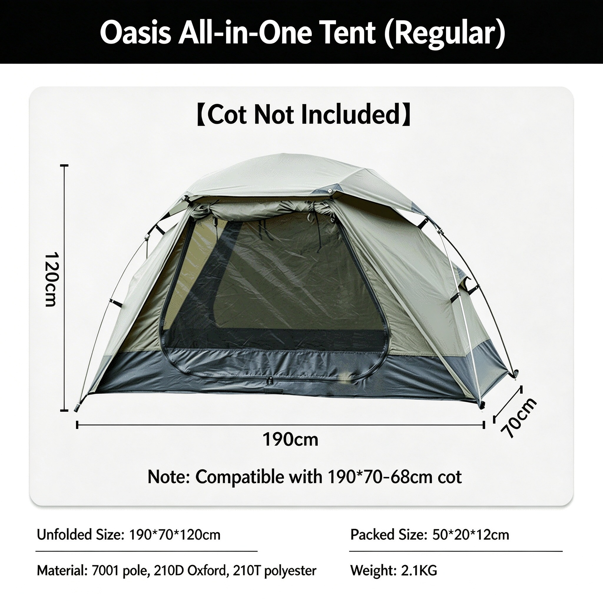 Ultralight Single Tent Cot – Off-Ground Design, 5-Min Setup, 150kg Capacity