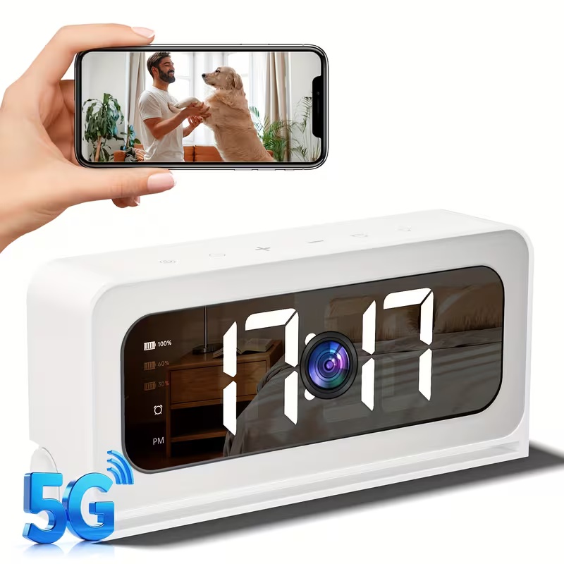 Smart Alarm Clock Camera – WiFi Indoor Monitor with Night Vision