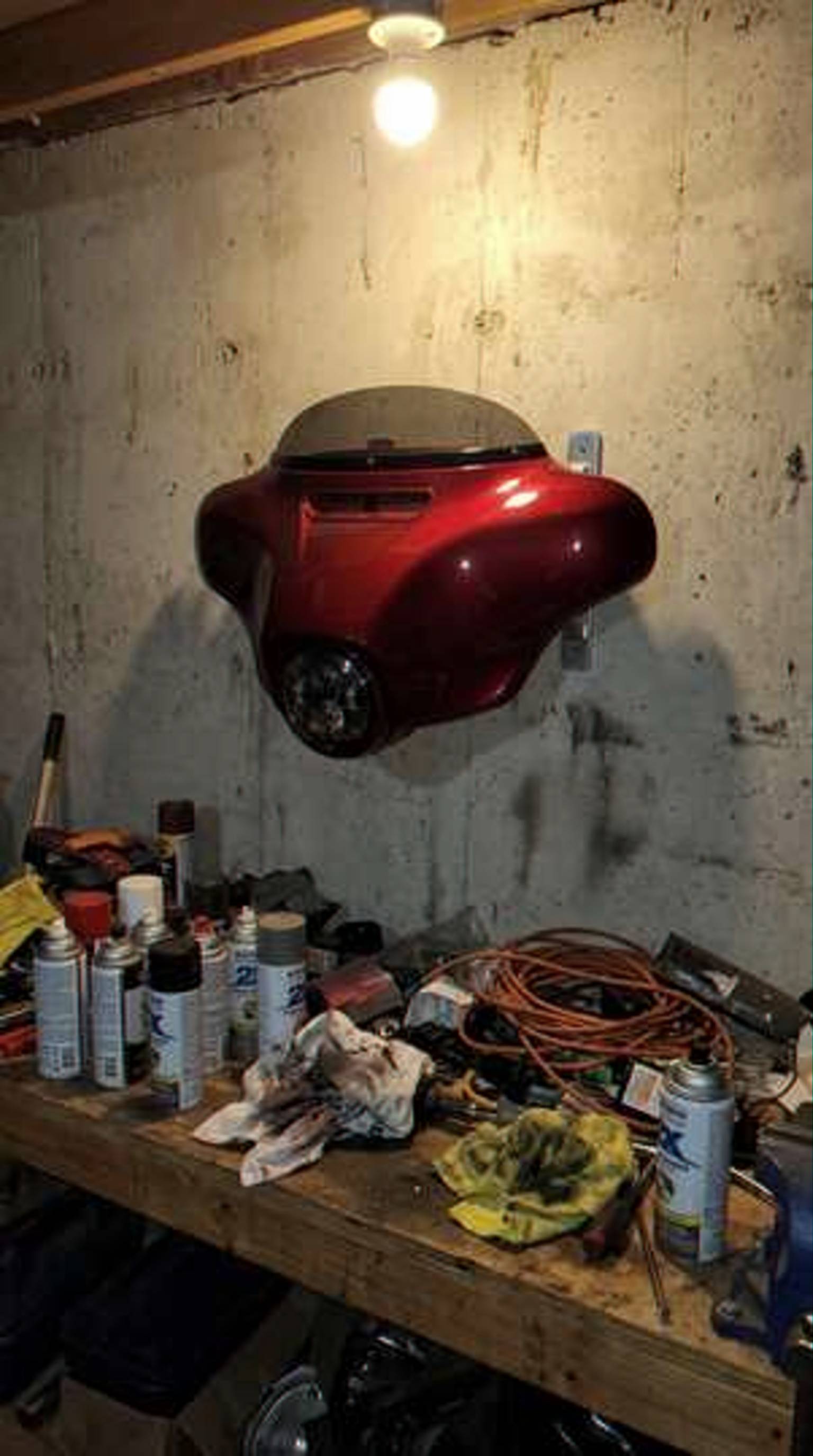 Wall display in a garage workspace