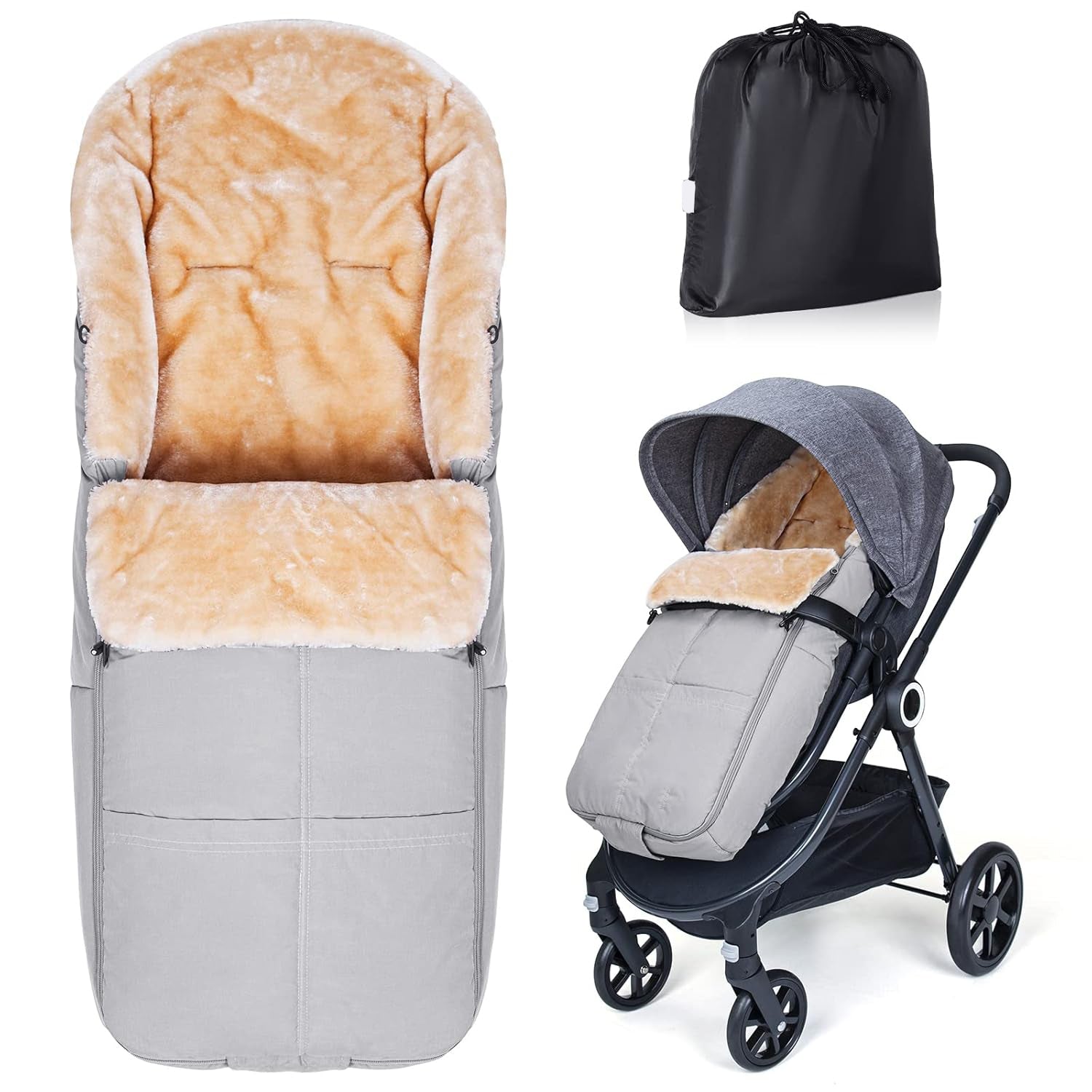 Winter Stroller Sleeping Bag – Waterproof & Windproof Fleece Footmuff