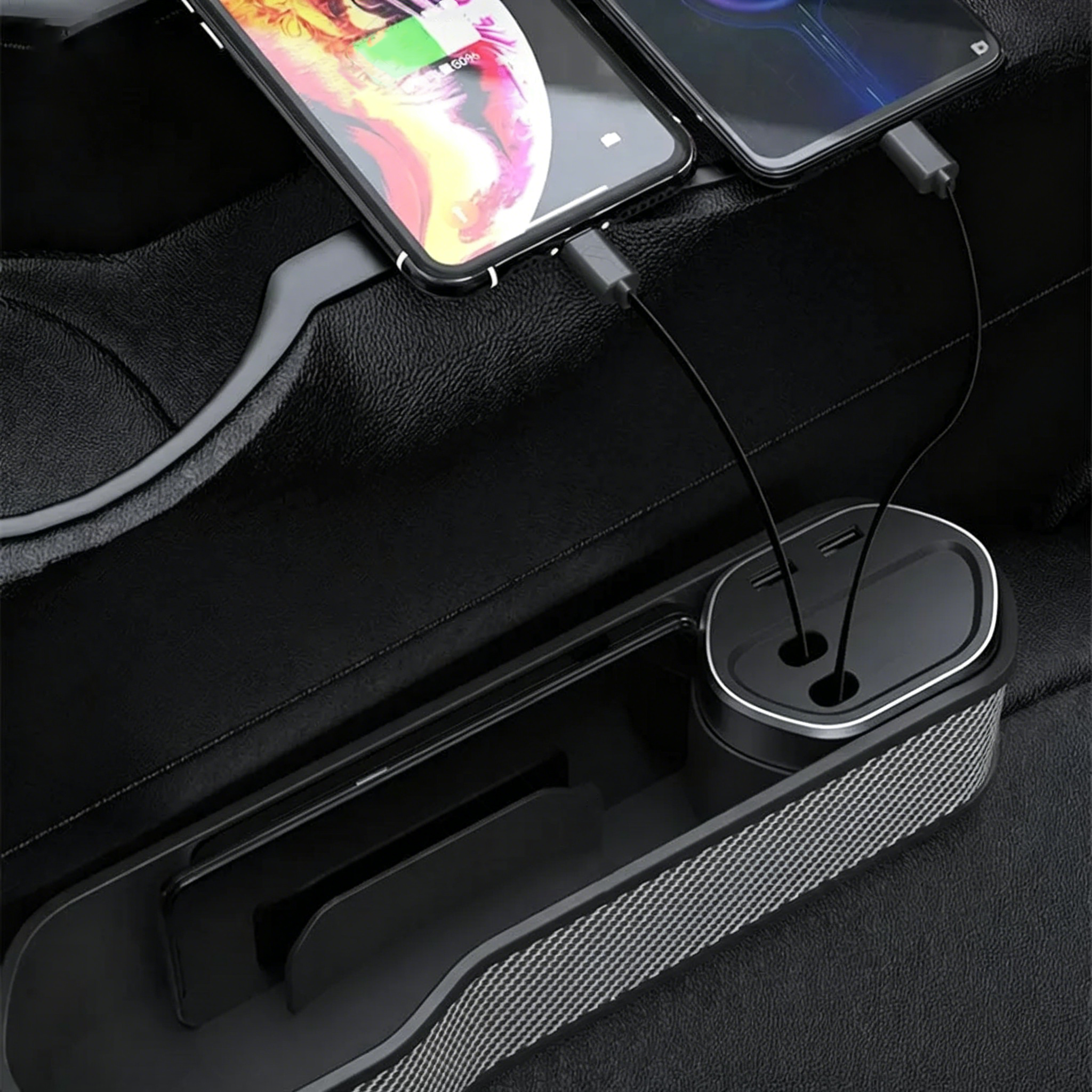 Car Seat Gap Organizer with Wireless Charger – iPhone & Android Compatible