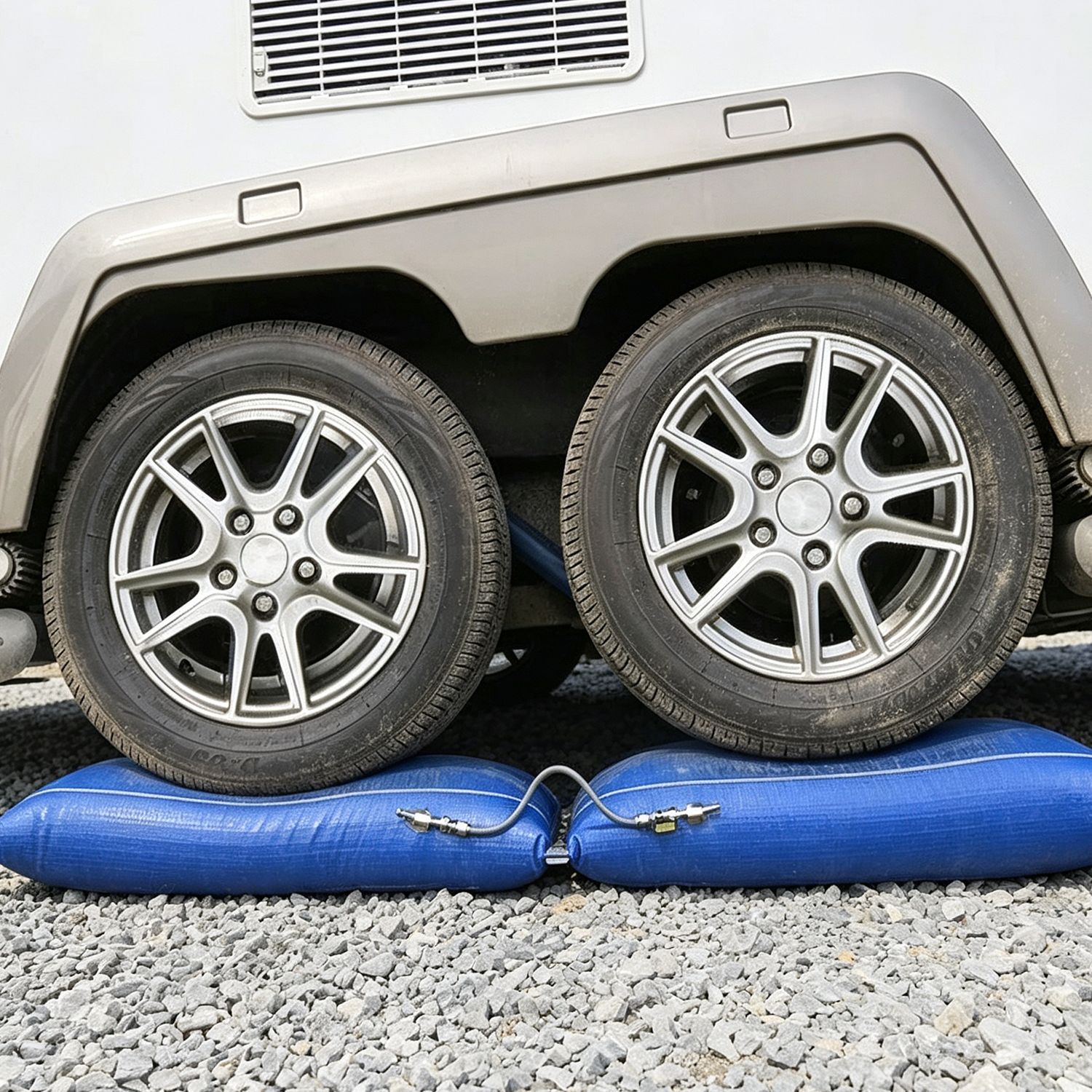 Pneumatic RV Leveling System for Dual-Axle Trailers