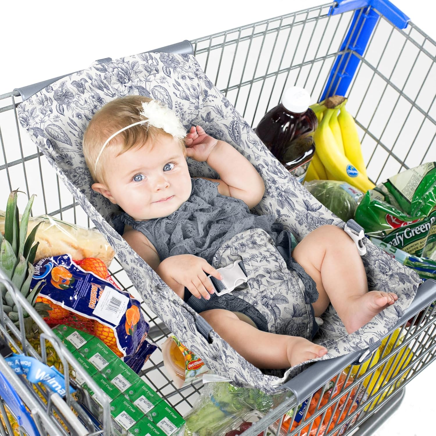 Baby Shopping Cart Hammock - Baby Seat for Shopping Carts, Securely Holds Car Seats, Fits Most 4-Wheeled Carts (20-24 Inches Wide)