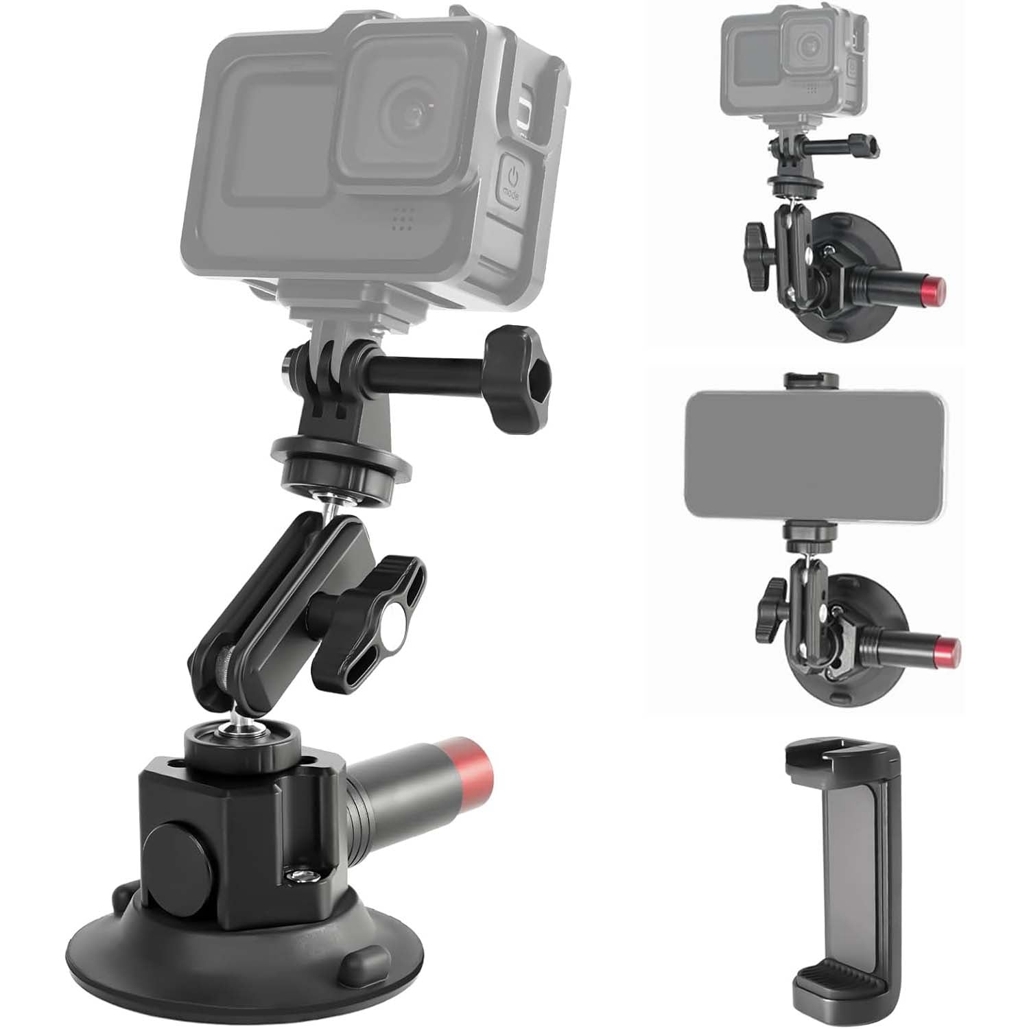 4.5" Suction Cup Camera Mount – Dual 360° Magic Arms