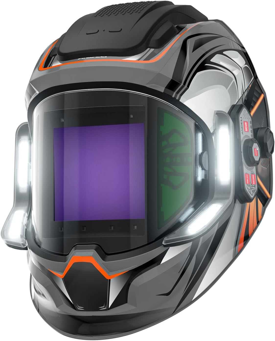 Panoramic Auto Darkening Welding Helmet – True Color View with LED Work Lights