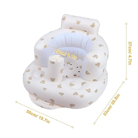 Infant inflatable seat with suction cup and built-in air pump