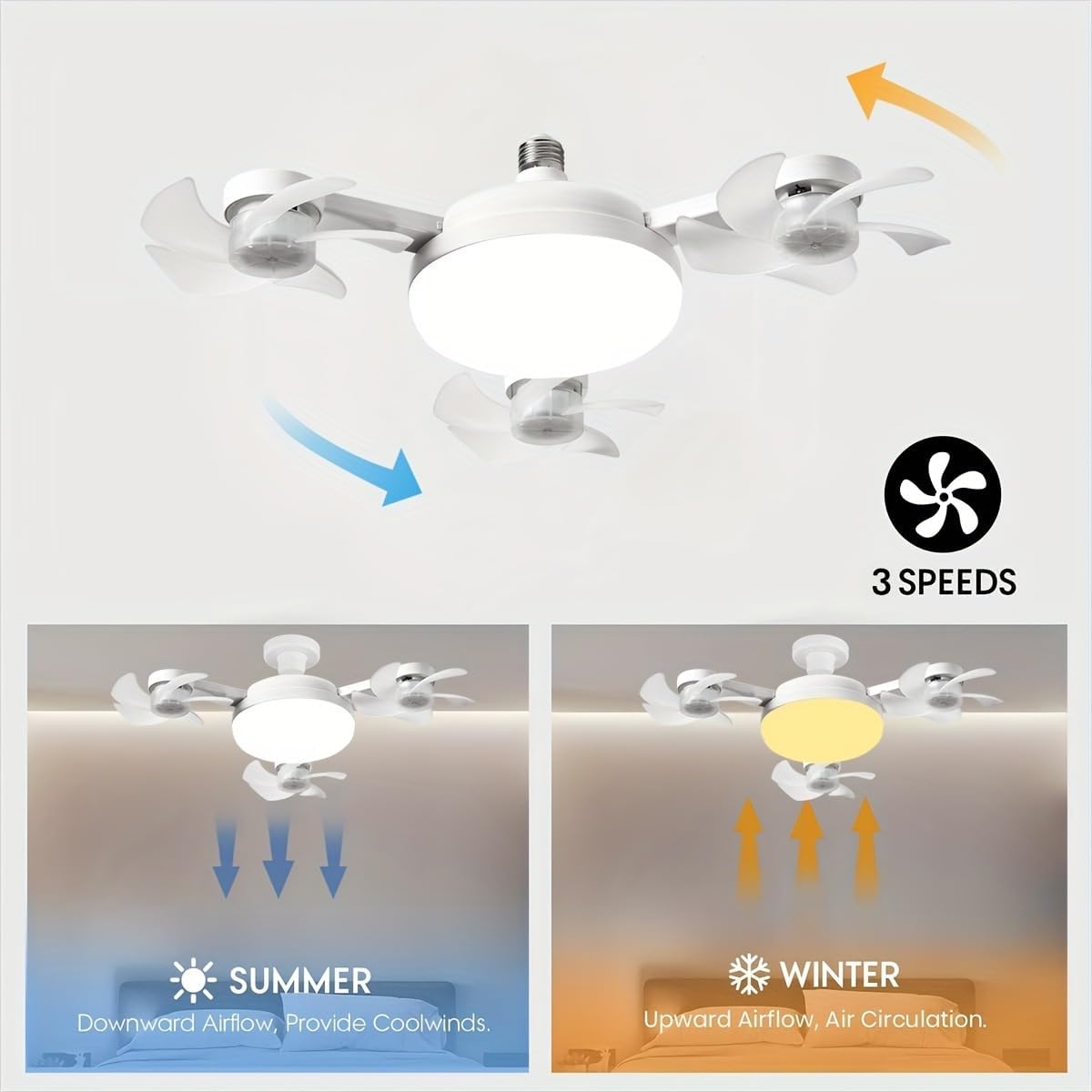Socket Fan Light – Screw-In Ceiling Fan with Remote