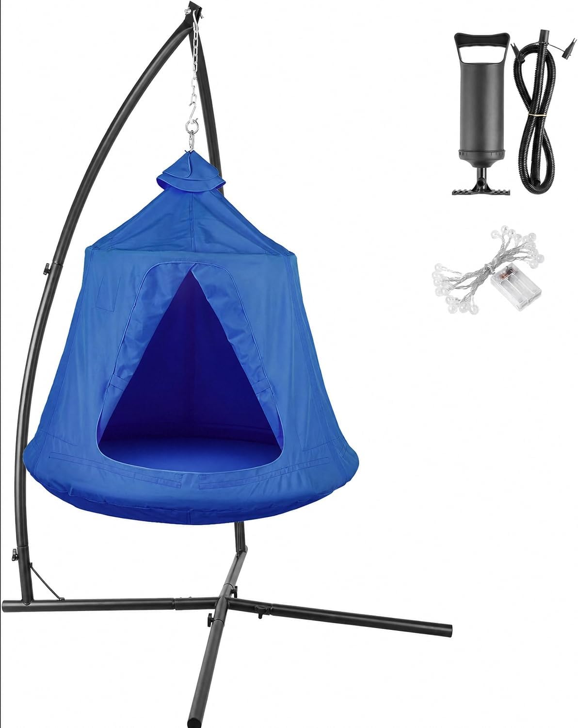 Freestanding Hanging Hammock Chair – 330 lb, LED Lights, Indoor/Outdoor