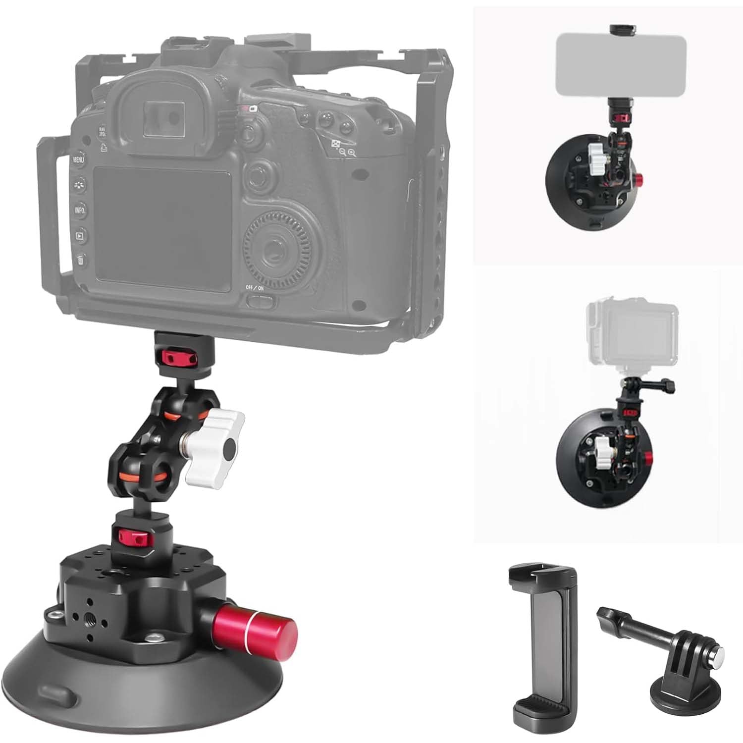4.5" Suction Cup Camera Mount – Dual 360° Magic Arms