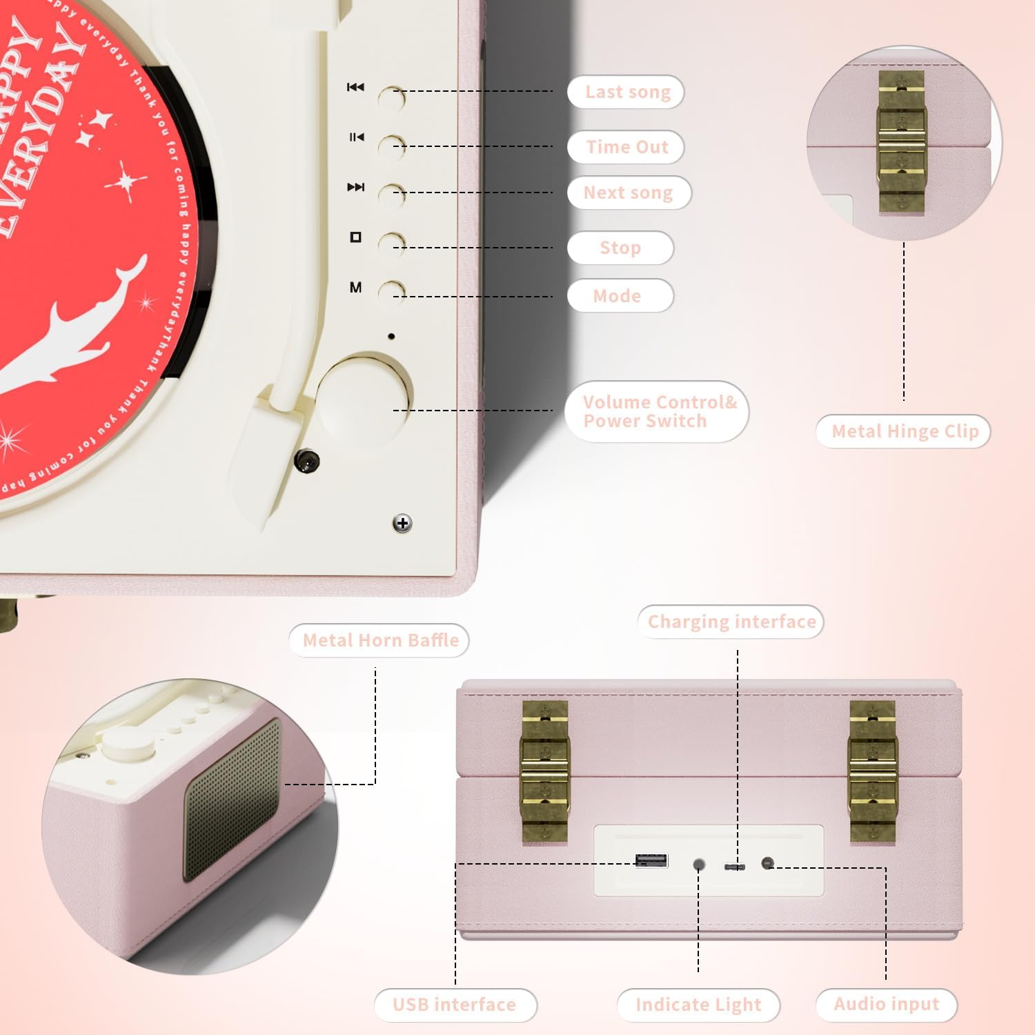 Music Box CD Player – Bluetooth Transmitter with Built-in Speaker