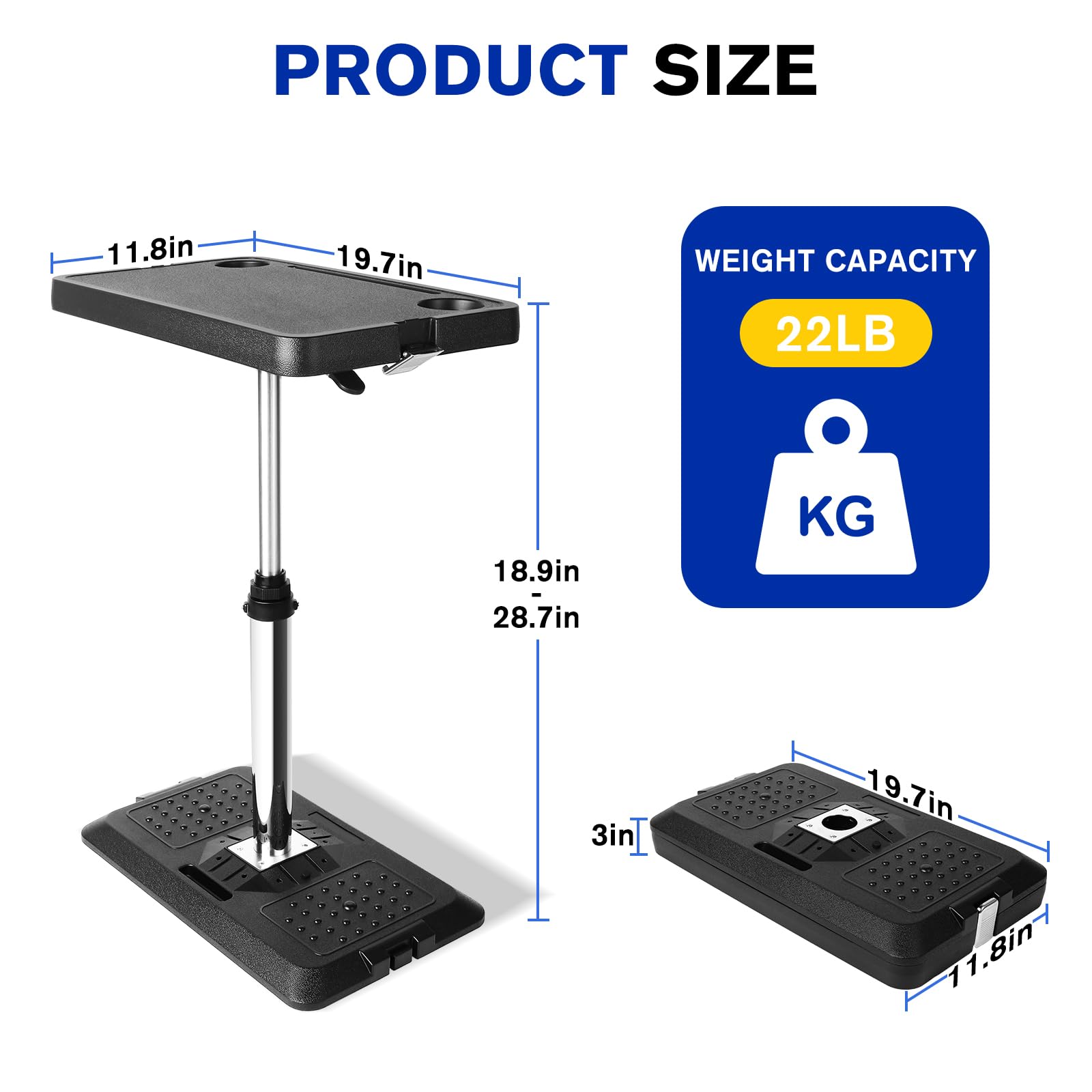 Adjustable Car Seat Tray Table – 360° Rotating, Fits 99% of Vehicles, Foldable