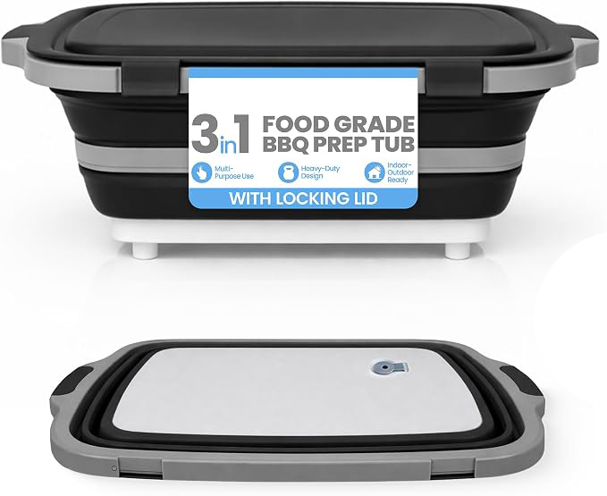 Collapsible Prep Tub With Cutting Board – The Space-Saving Kitchen & Outdoor Essential