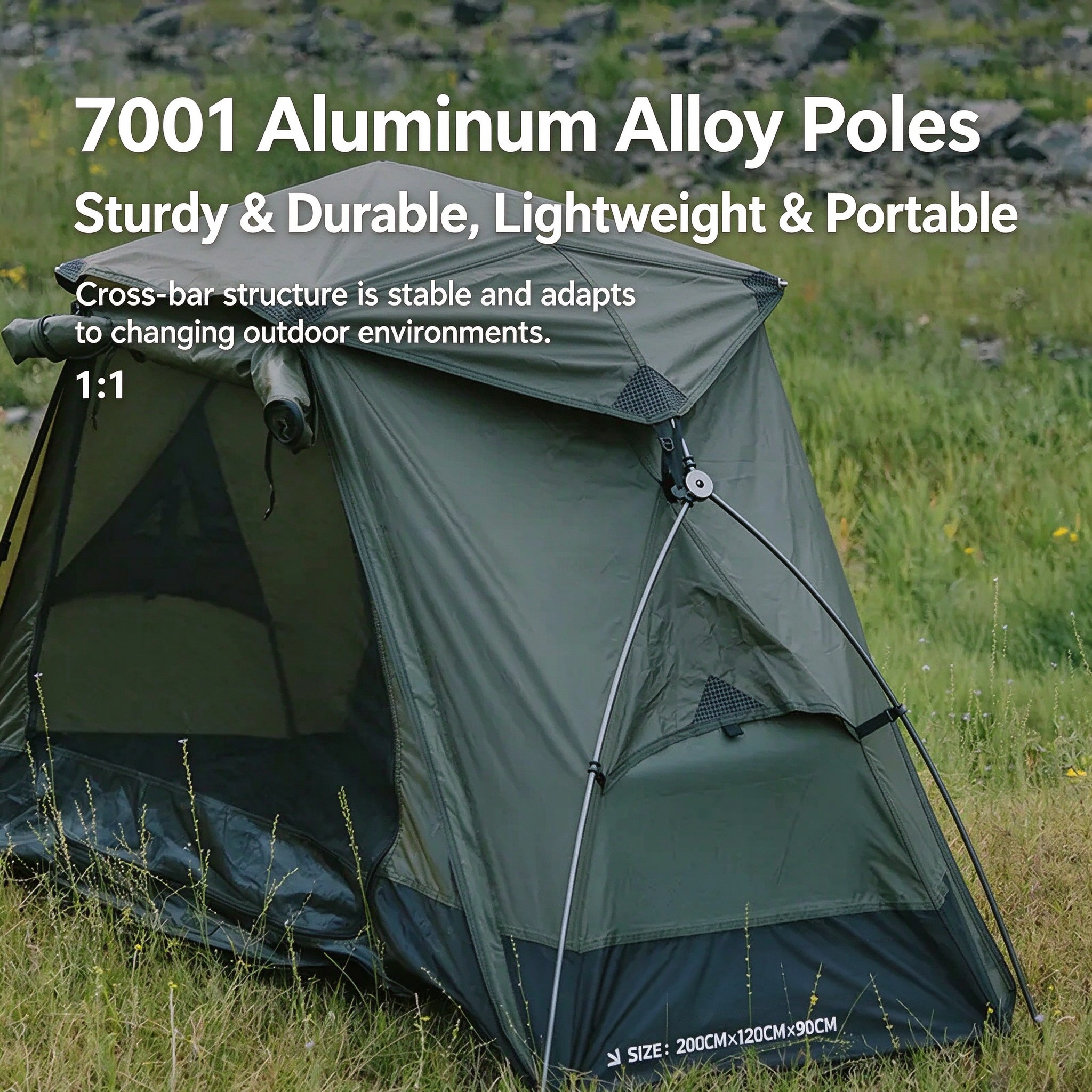Ultralight Single Tent Cot – Off-Ground Design, 5-Min Setup, 150kg Capacity