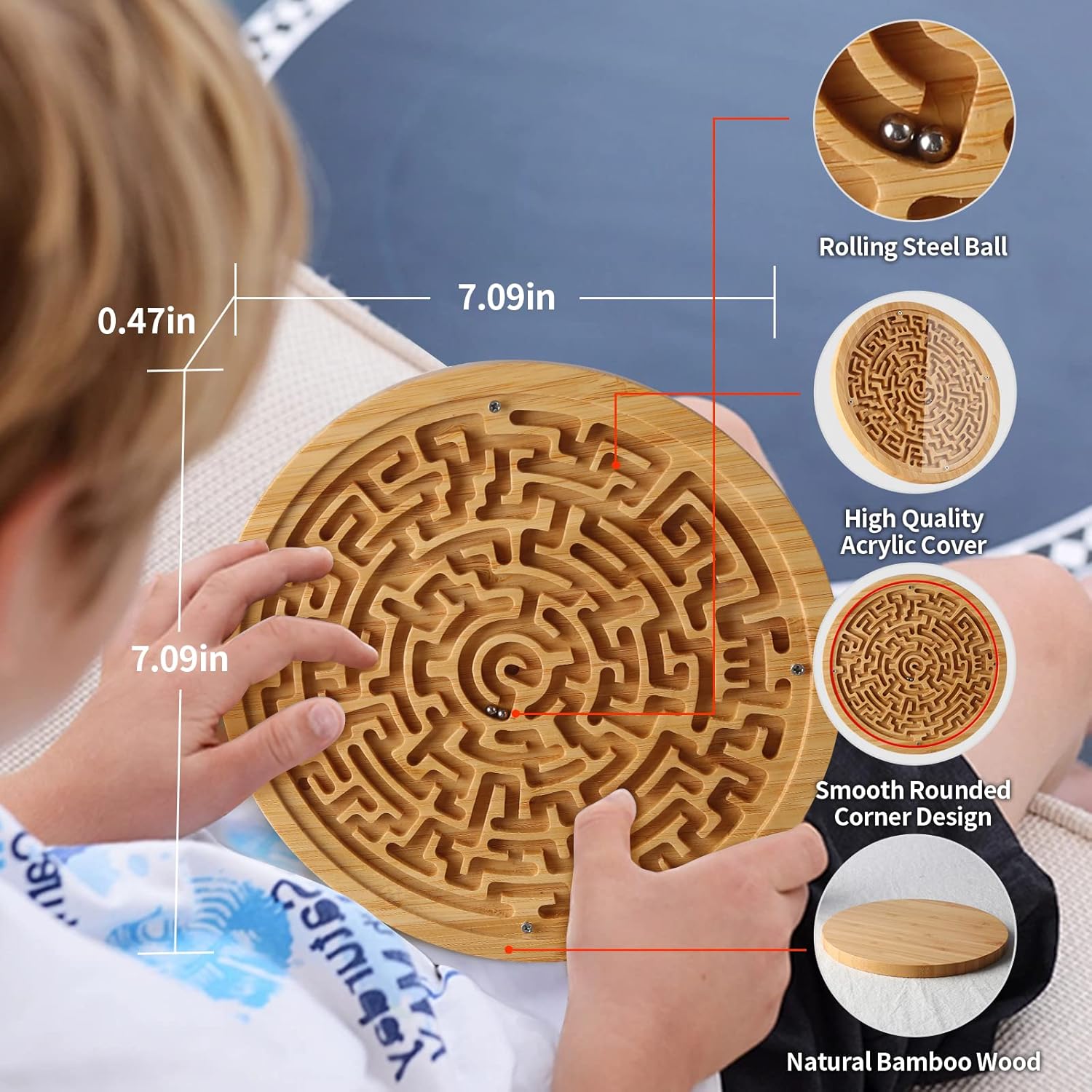Wooden Labyrinth Puzzle Game – Classic Brain Teaser Toy for Focus & Family Fun