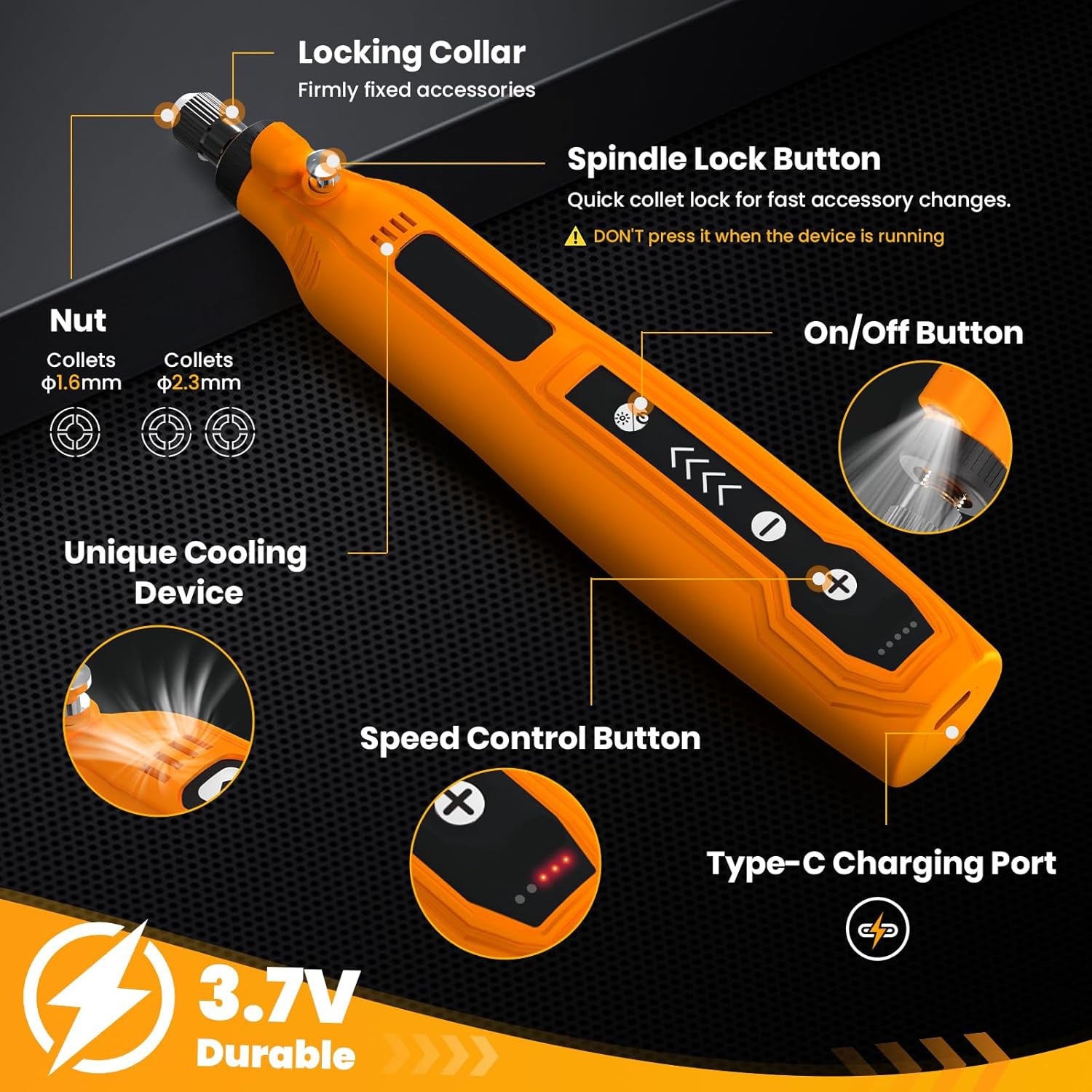 Mini Cordless Rotary Tool – 5-Speed USB Rechargeable Kit with 69 Pieces, Multi-Function 3.7V Electric Rotary Tool for Sanding, Polishing, Drilling, Etching, Engraving, DIY Crafts