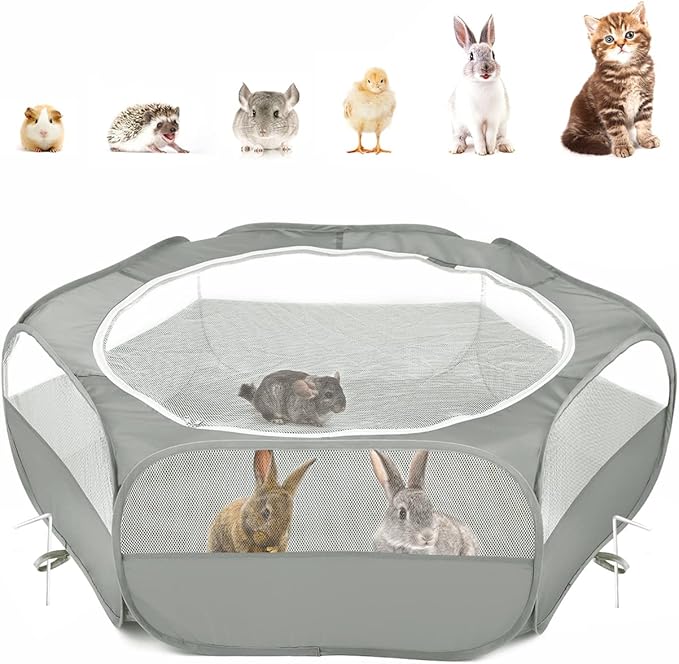 Portable Small Animal Playpen – Foldable Mesh Pet Enclosure for Chicks, Rabbits & Small Pets