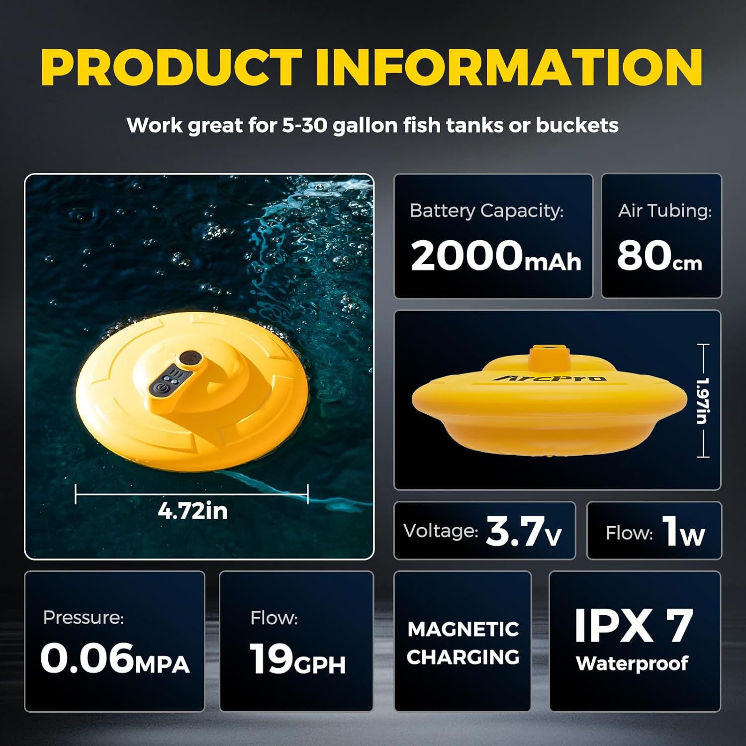 Floating Rechargeable Bait Bucket Aerator
