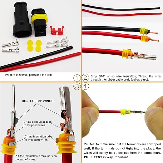 2-wire waterproof automotive electrical connector