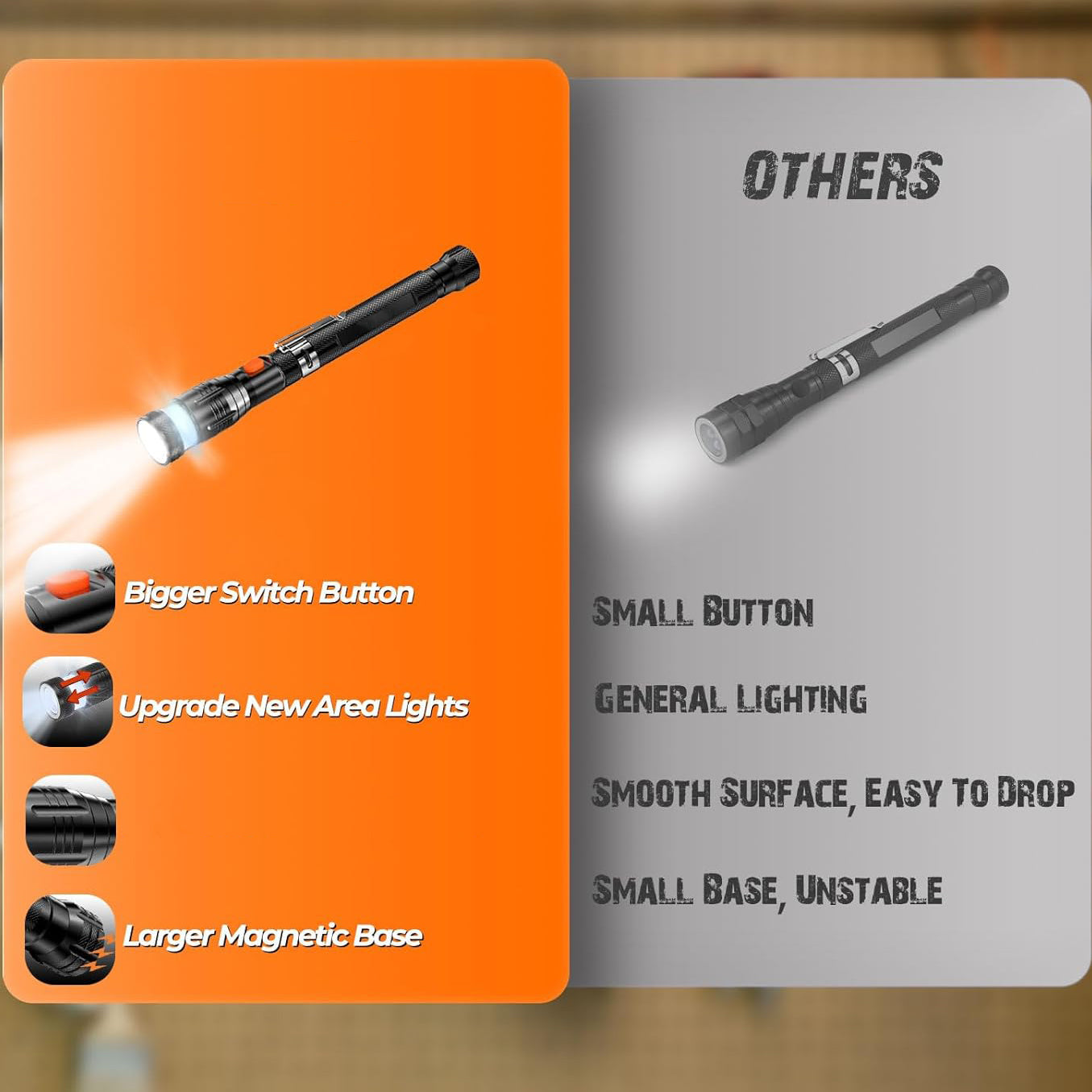 LED Magnetic Pick-Up Tool – Telescoping (6.6"–22") | 3 Bright LEDs
