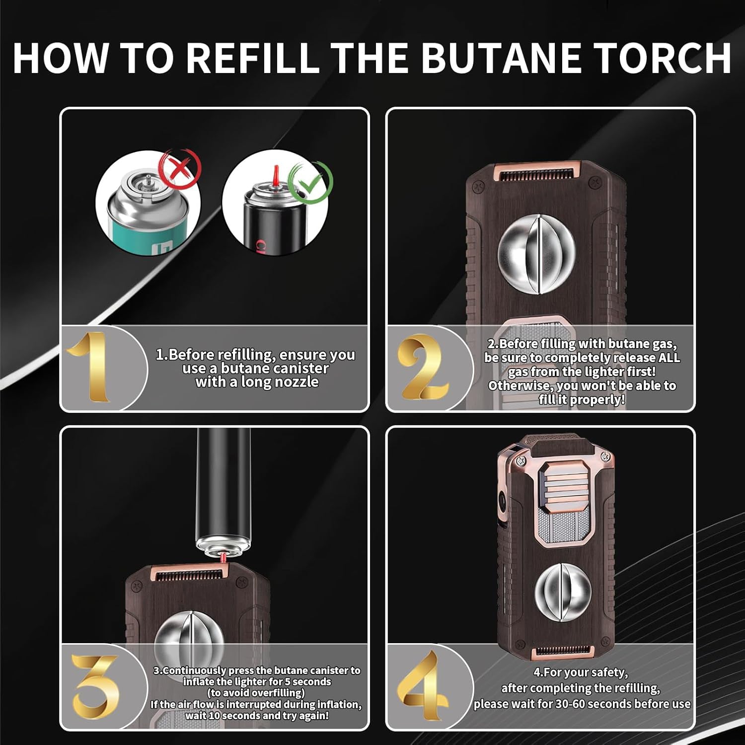 5-in-1 Butane Torch Lighter with Cigar Accessories