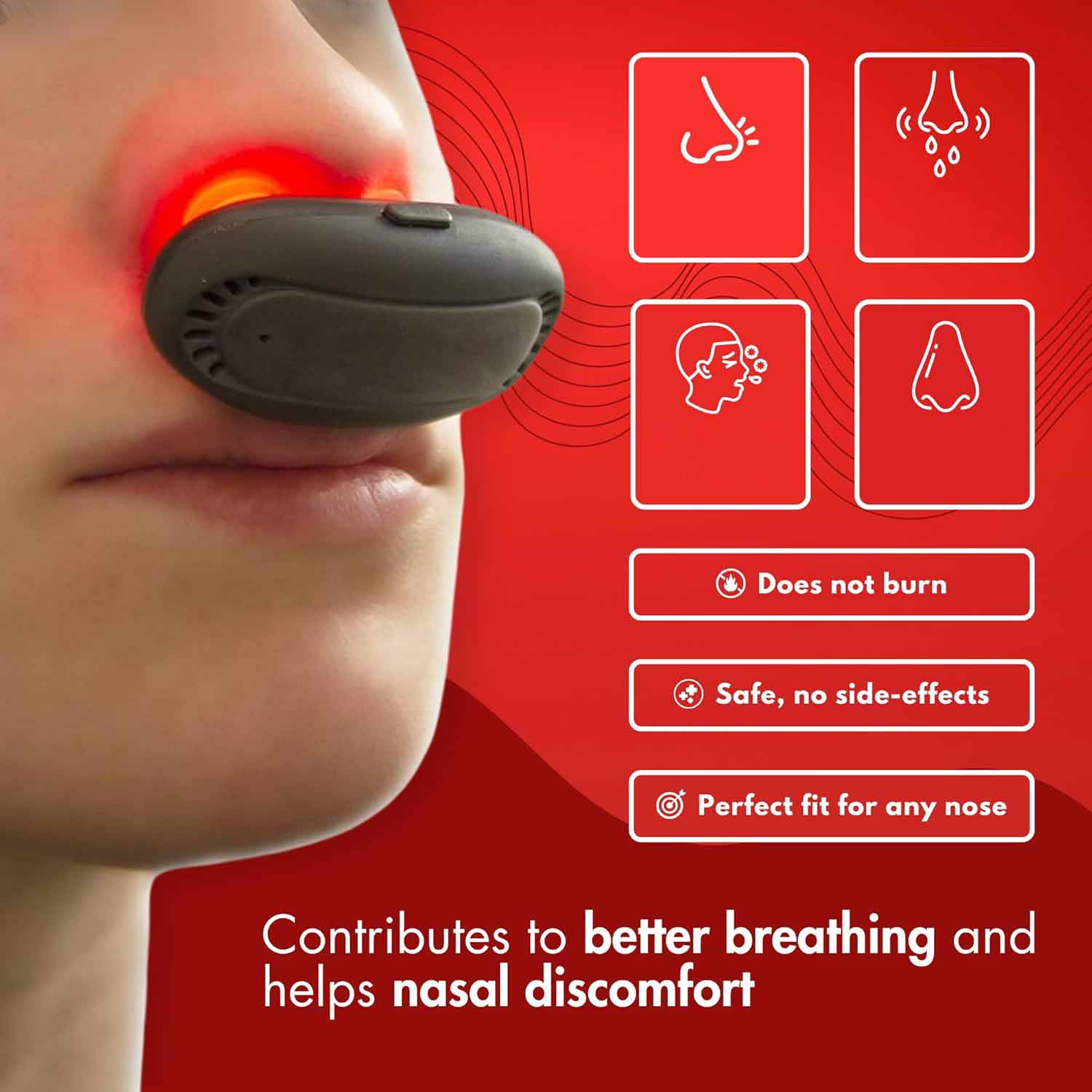 Red Light Nasal Therapy Device – USB Rechargeable, Non-Invasive Relief for Dryness