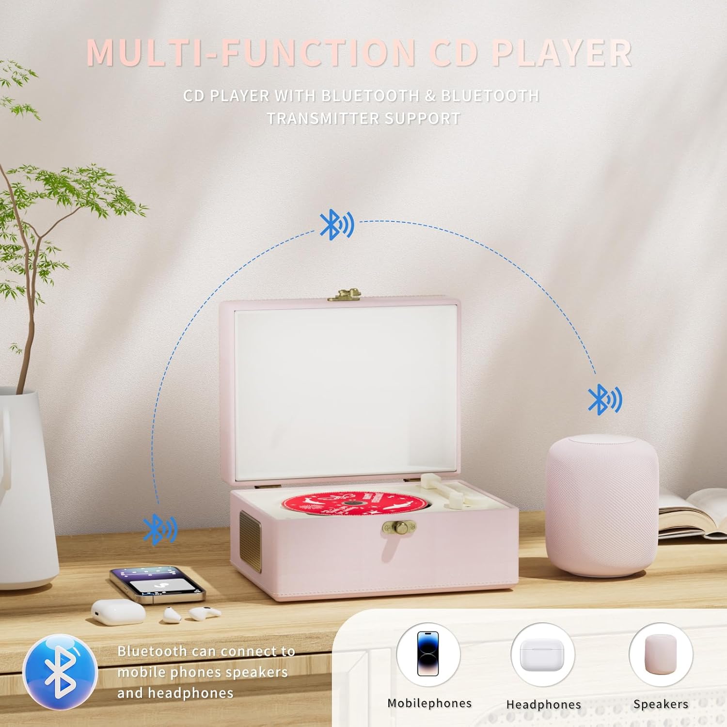 Music Box CD Player – Bluetooth Transmitter with Built-in Speaker