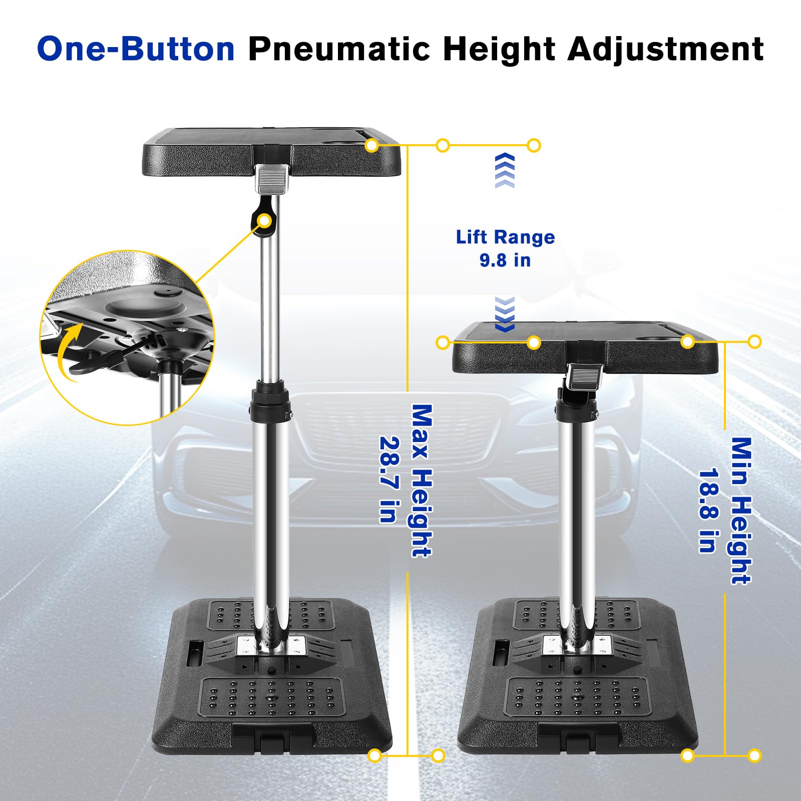 Adjustable Car Seat Tray Table – 360° Rotating, Fits 99% of Vehicles, Foldable
